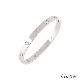Cartier White Gold Half Diamond Love Bracelet?Size 17?B6035817 Cartier White Gold Half Diamond Love Bracelet?Size 17?B6035817